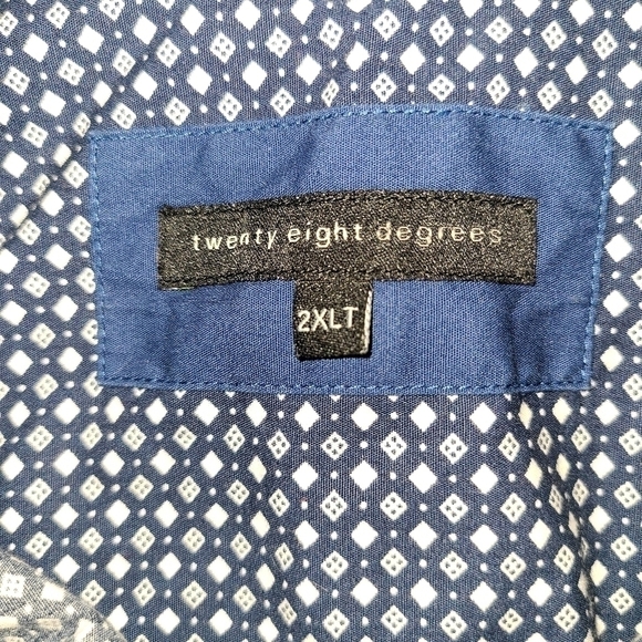 Twenty Eight Degrees Blue Square Casual Button Down Short Sleeve Men's 2XLT 🙂 - Picture 2 of 2